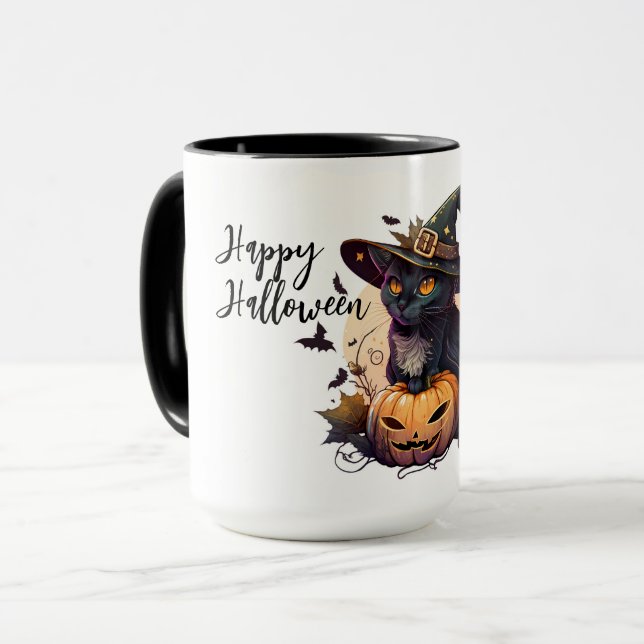 Caneca Gato Negro e Jack-o-lanterno (Frente Esquerda)