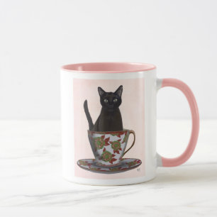 Caneca Gato Negro em Teacup