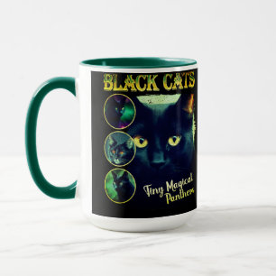 Caneca Gato Negro Engraçado Faux Bootleg 90 Gráfico