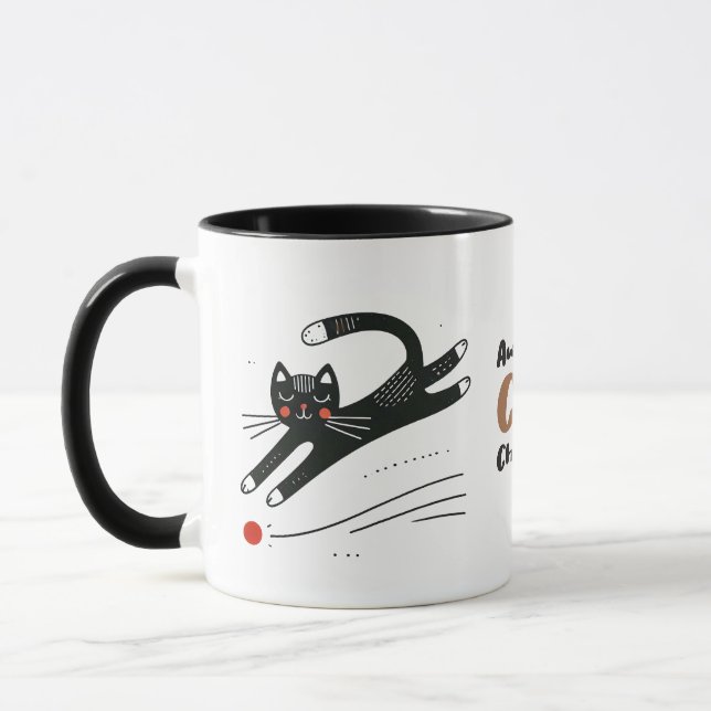 Caneca Gato Negro Impressionante Perseguindo Ponto Vermel (Esquerda)