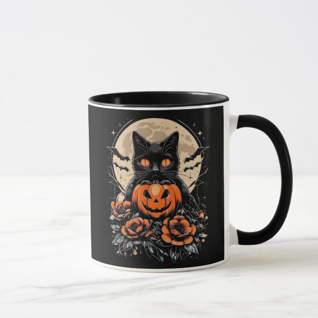 Caneca Gato Negro, Lua e Abóbora do Halloween (Direita)