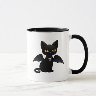 Caneca Gato Negro Vampiro do Halloween com Asas