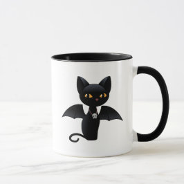 Caneca Gato Negro Vampiro do Halloween com Asas