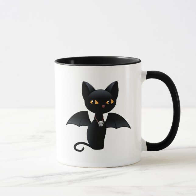 Caneca Gato Negro Vampiro do Halloween com Asas (Direita)