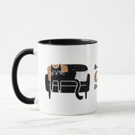 Caneca Gato Negro Whimsical Dormindo no sofá