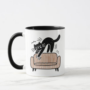 Caneca Gato Negro Whimsso Arranhando o Sofá
