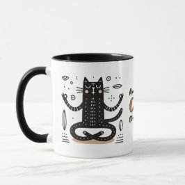 Caneca Gato Negro Zen Flutuando em Meditação