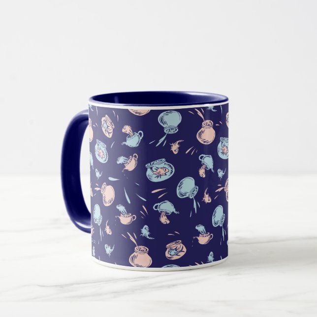 Caneca Gato No Chapéu | O padrão de peixe (Frente Esquerda)