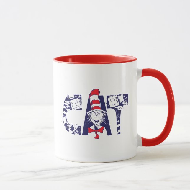 Caneca Gato no Chapéu | Texto de rosto de gato (Direita)