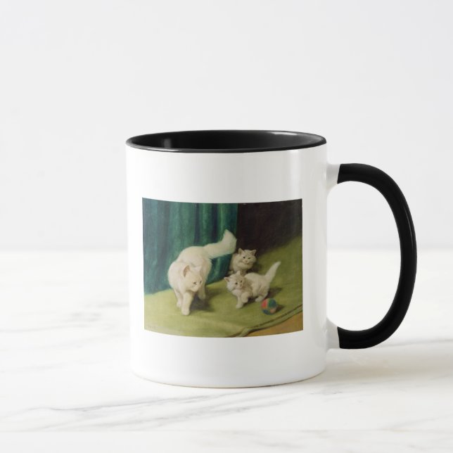 Caneca Gato persa branco com dois gatinhos (Direita)