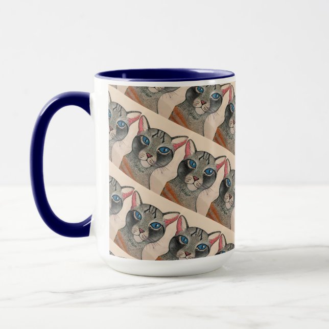 Caneca Gato Prateado de Olhos Azuis (Esquerda)