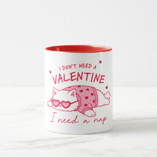 Caneca Gato Preguiçoso Anti Dia dos Namorados Divertido