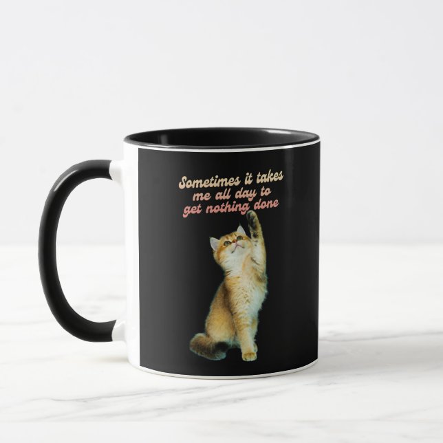 Caneca Gato Preguiçoso De Gato Engraçado De Pão (Esquerda)
