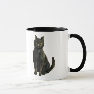 Caneca Gato preto antiquado do Dia das Bruxas