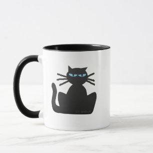 Caneca Gato Preto Cachorro com Olhos Azuis