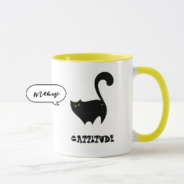 Caneca Gato Preto Cheio com Engraçado de Cattitude