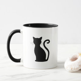 Caneca Gato Preto-Cinto Frio Difundido Preto e Branco
