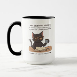 Caneca Gato Preto com Audição Seletiva - Humor Sarcástico