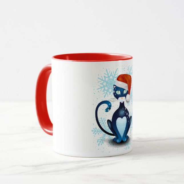 Caneca Gato Preto com Cabra Papai noel (Frente Esquerda)