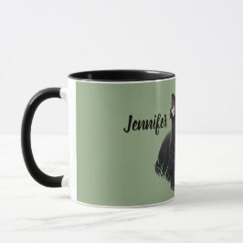 Caneca Gato Preto / Coroa de Flor de Amora Preta Personal