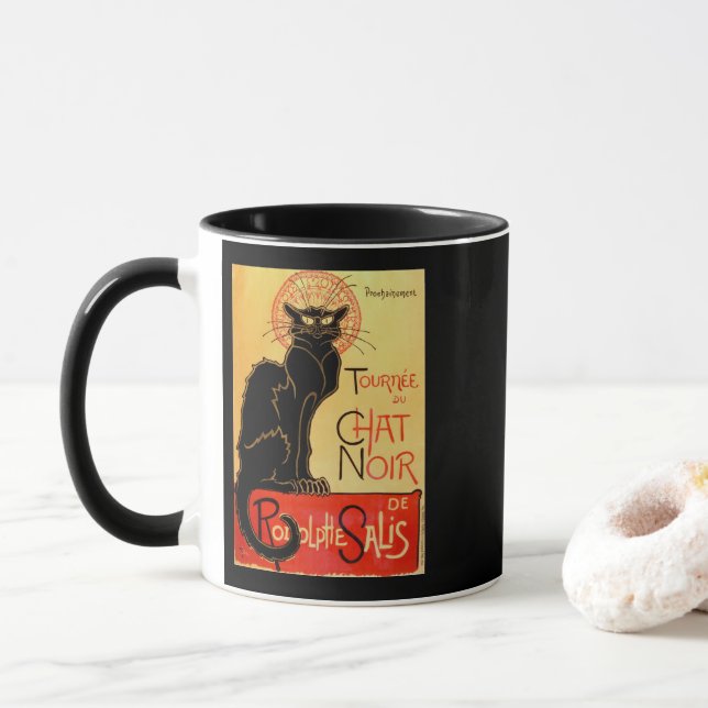 Caneca Gato preto de Arte Nouveau Le Conversa Noir do (Com Donut)
