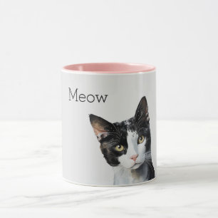 Caneca Gato Preto de Gatinho Branco cinza