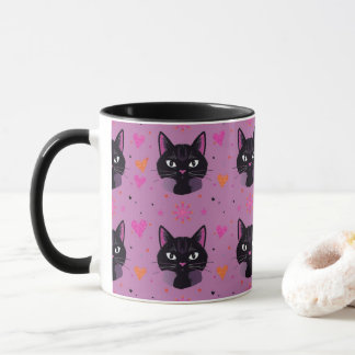 Caneca Gato Preto de Halloween no Estilo Garota