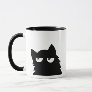 Caneca Gato Preto Divertido Minimalista Julgando Design d