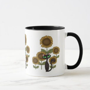 Caneca Gato preto do girassol