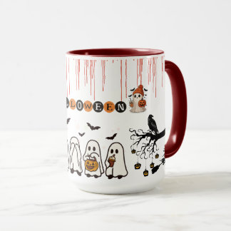 Caneca Gato Preto e Abóbora de Halloween Fofa Temporada A