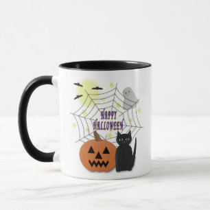 Caneca Gato Preto e Abóbora Não Assustam Halloween