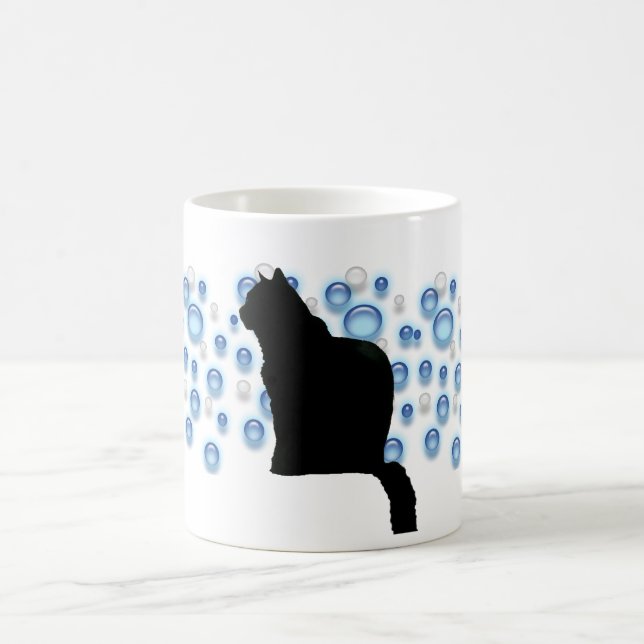 Caneca - Gato preto e bolhas azuis (Centro)