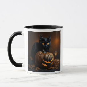 Caneca Gato Preto e Jack-O-Lantern