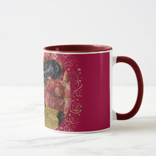 Caneca Gato Preto e Terrier Escocês em uma Cadeira Vermel
