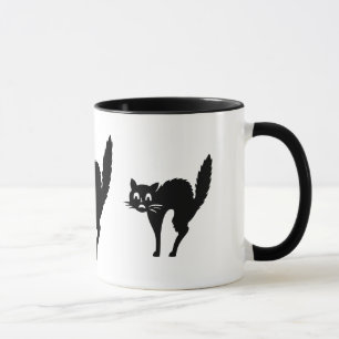Caneca gato preto engraçado com o Dia das Bruxas para