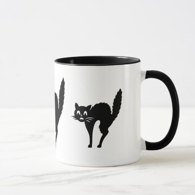 Caneca gato preto engraçado com sanduíche no halloween (Direita)