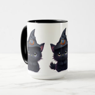 Caneca Gato preto fofo e caprichoso de Halloween