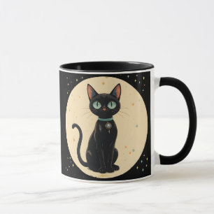 Caneca Gato Preto Futurista Atômico Lua