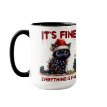 Gato Preto Louco em Luzes de Natal