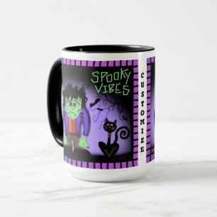 Caneca Gato Preto Monstro Bonito Roxo Louco Personalizáve