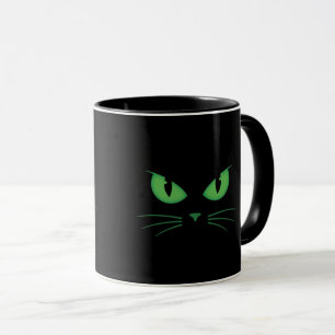 Caneca Gato Preto Olhos Verdes Assustador