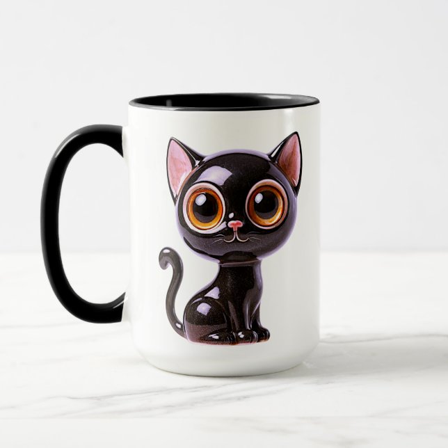 Caneca Gato Preto Sentado Estilizado (Esquerda)
