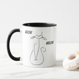 Caneca Gato Preto-Viciado Em Vaca-Vaca Curva Texto Person