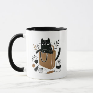 Caneca Gato preto Whimsit Sentado Dentro Bolsa de compra
