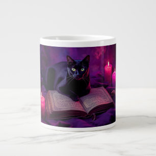 Caneca Gato Preto Xícara de Café à Luz de Velas