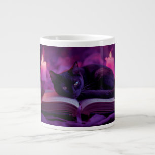 Caneca Gato Preto Xícara de Café à Luz de Velas