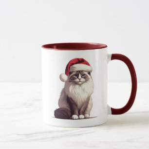 Caneca Gato Ragdoll de Natal, Papais noeis de Natal Gato 