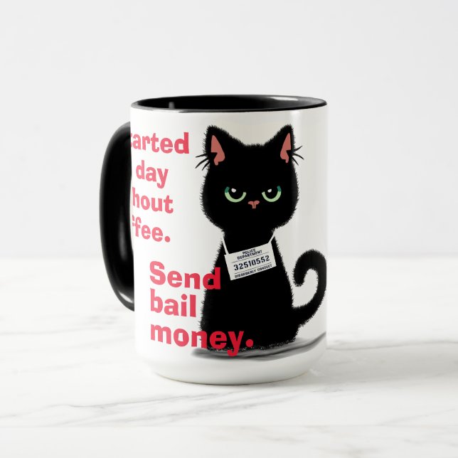 Caneca Gato Raido, Tiro De Gato, Mande O Dinheiro Para A  (Frente Esquerda)