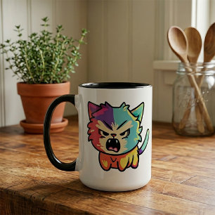 Caneca Gato Raivoso Fofo Kawaii - Gatinho Silvando Pop Ar