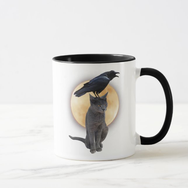 Caneca Gato, Raven, Mug De Halloween De Lua Cheia (Direita)